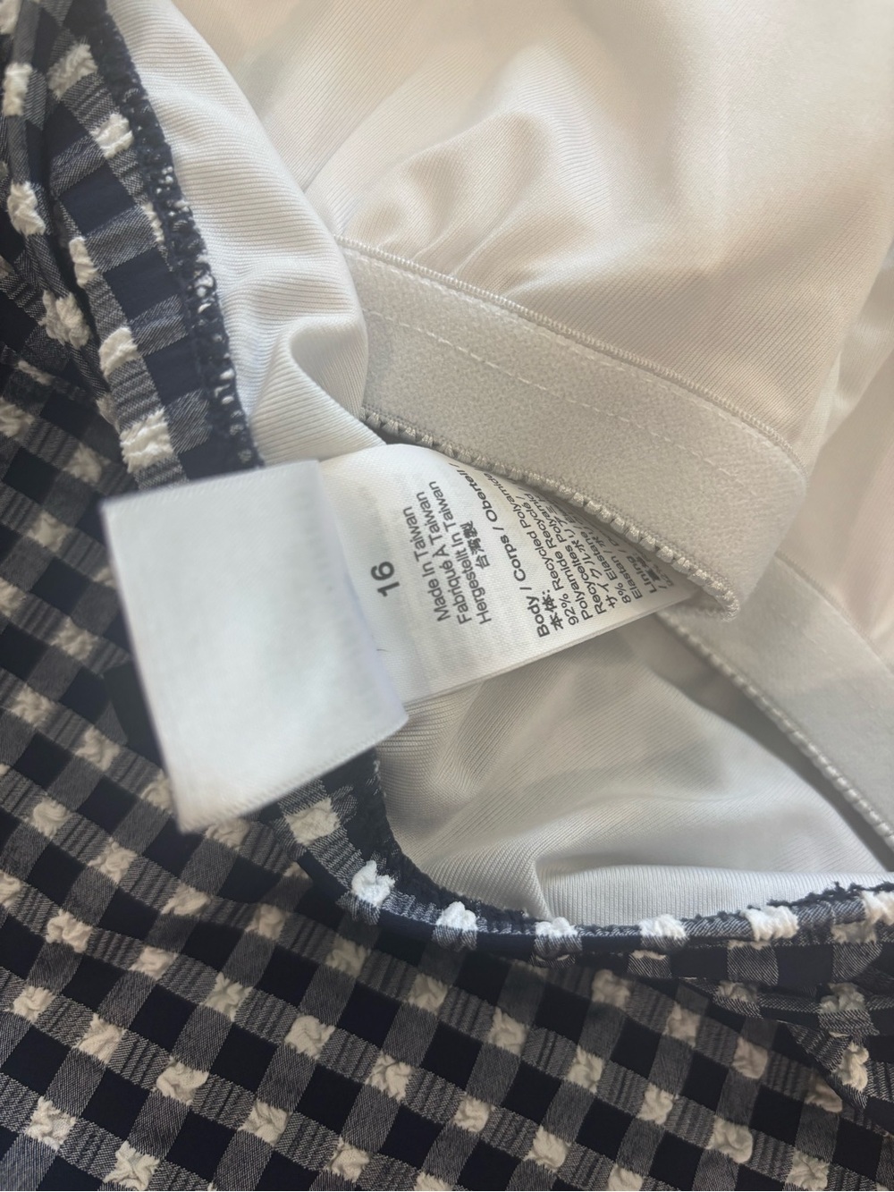 J. Crew Navy Blue & White Gingham Strapless Swim Dress Size 16 - Picture 5 of 5